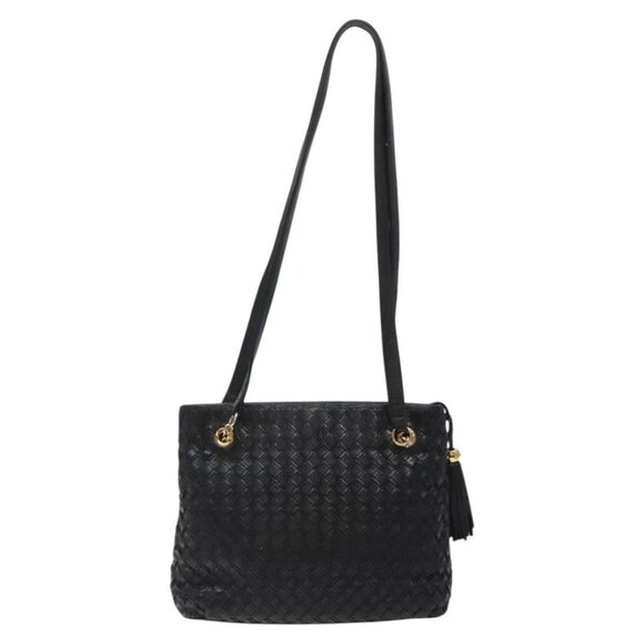 BALLY Quilted Shoulder Bag Leather Black Gold Auth BA1832 - Picture 4 of 15